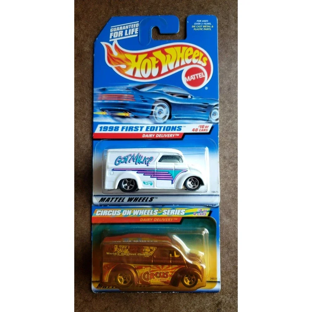 Hot Wheels DAIRY DELIVERY '98 FIRST EDITIONS & CIRCUS ON WHEELS SERIES LOT OF 2